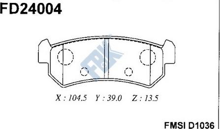 FBK FD24004 - Тормозные колодки, дисковые, комплект autospares.lv