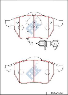 FBK FD26000M - Тормозные колодки, дисковые, комплект autospares.lv