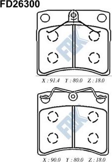 FBK FD26300 - Тормозные колодки, дисковые, комплект autospares.lv