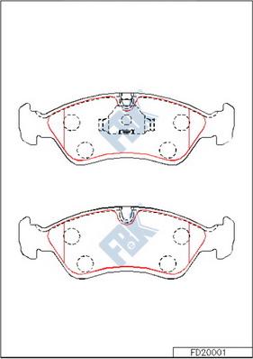 FBK FD20001 - Тормозные колодки, дисковые, комплект autospares.lv