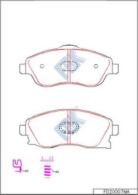 FBK FD20007MA - Тормозные колодки, дисковые, комплект autospares.lv