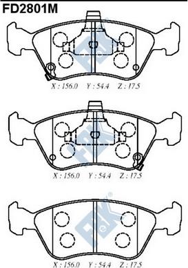 FBK FD2801M - Тормозные колодки, дисковые, комплект autospares.lv