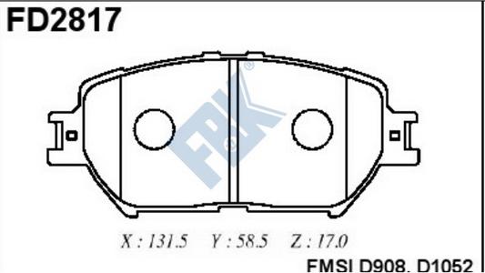 FBK FD2817 - Тормозные колодки, дисковые, комплект autospares.lv