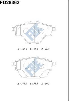 FBK FD28362 - Тормозные колодки, дисковые, комплект autospares.lv