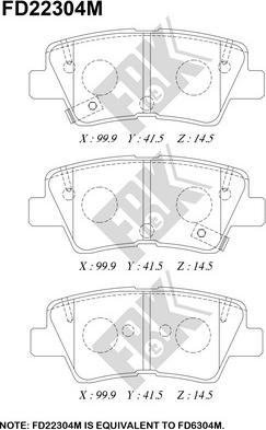 FBK FD22304M - Тормозные колодки, дисковые, комплект autospares.lv