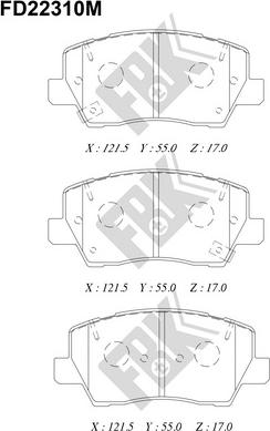 FBK FD22310M - Тормозные колодки, дисковые, комплект autospares.lv