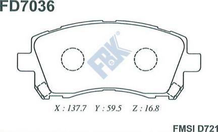 FBK FD7036 - Тормозные колодки, дисковые, комплект autospares.lv