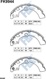 FBK FK9944 - Комплект тормозных колодок, барабанные autospares.lv