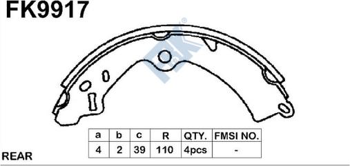 FBK FK9917 - Комплект тормозных колодок, барабанные autospares.lv