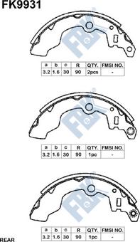 FBK FK9931 - Комплект тормозных колодок, барабанные autospares.lv