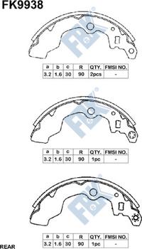 FBK FK9938 - Комплект тормозных колодок, барабанные autospares.lv