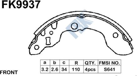 FBK FK9937 - Комплект тормозных колодок, барабанные autospares.lv