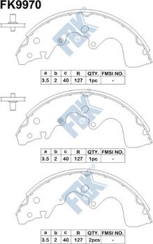 FBK FK9970 - Комплект тормозных колодок, барабанные autospares.lv