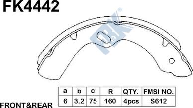 FBK FK4442 - Комплект тормозных колодок, барабанные autospares.lv