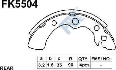 FBK FK5504 - Комплект тормозных колодок, барабанные autospares.lv