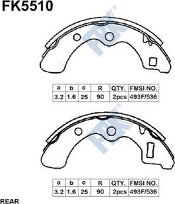 FBK FK5510 - Комплект тормозных колодок, барабанные autospares.lv