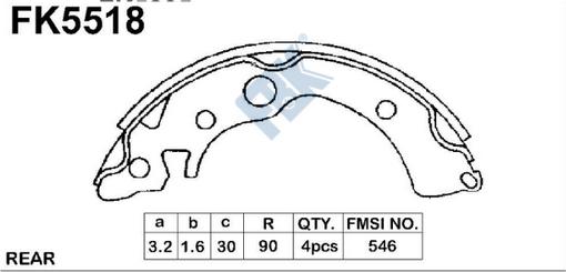 FBK FK5518 - Комплект тормозных колодок, барабанные autospares.lv