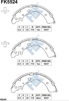 FBK FK5524 - Комплект тормозных колодок, барабанные autospares.lv