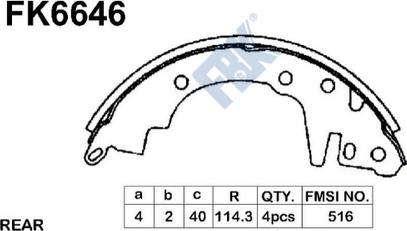 FBK FK6646 - Комплект тормозных колодок, барабанные autospares.lv