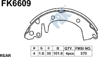 FBK FK6609 - Комплект тормозных колодок, барабанные autospares.lv