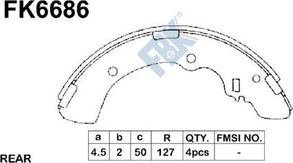 FBK FK6686 - Комплект тормозных колодок, барабанные autospares.lv