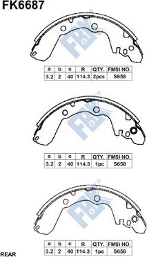 FBK FK6687 - Комплект тормозных колодок, барабанные autospares.lv