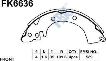 FBK FK6636 - Комплект тормозных колодок, барабанные autospares.lv