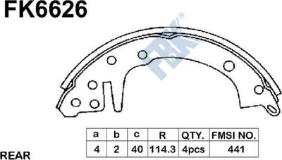 FBK FK6626 - Комплект тормозных колодок, барабанные autospares.lv