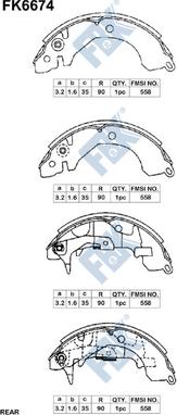 FBK FK6674 - Комплект тормозных колодок, барабанные autospares.lv