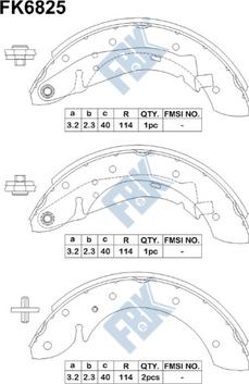 FBK FK6825 - Комплект тормозных колодок, барабанные autospares.lv