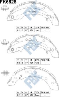 FBK FK6828 - Комплект тормозных колодок, барабанные autospares.lv