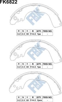 FBK FK6822 - Комплект тормозных колодок, барабанные autospares.lv