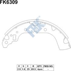 FBK FK6309 - Комплект тормозных колодок, барабанные autospares.lv