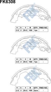 FBK FK6308 - Комплект тормозных колодок, барабанные autospares.lv