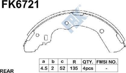 FBK FK6721 - Комплект тормозных колодок, барабанные autospares.lv