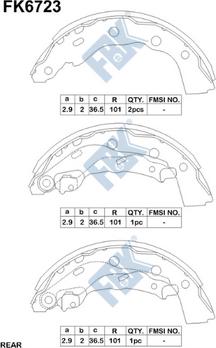 FBK FK6723 - Комплект тормозных колодок, барабанные autospares.lv