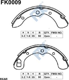 FBK FK0009 - Комплект тормозных колодок, барабанные autospares.lv