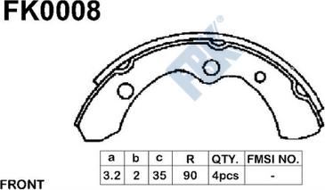 FBK FK0008 - Комплект тормозных колодок, барабанные autospares.lv