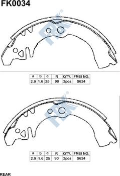 FBK FK0034 - Комплект тормозных колодок, барабанные autospares.lv