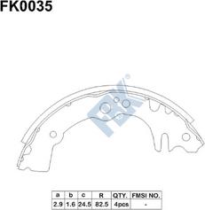 FBK FK0035 - Комплект тормозных колодок, барабанные autospares.lv