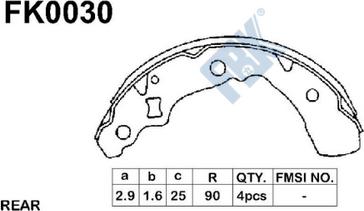 FBK FK0030 - Комплект тормозных колодок, барабанные autospares.lv