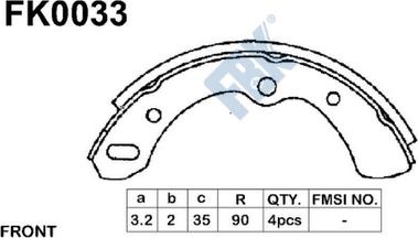 FBK FK0033 - Комплект тормозных колодок, барабанные autospares.lv