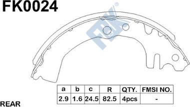 FBK FK0024 - Комплект тормозных колодок, барабанные autospares.lv