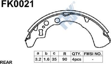 FBK FK0021 - Комплект тормозных колодок, барабанные autospares.lv