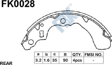 FBK FK0028 - Комплект тормозных колодок, барабанные autospares.lv