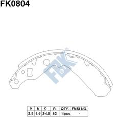 FBK FK0804 - Комплект тормозных колодок, барабанные autospares.lv