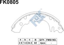 FBK FK0805 - Комплект тормозных колодок, барабанные autospares.lv