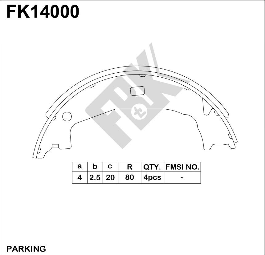 FBK FK14000 - Комплект тормозов, ручник, парковка autospares.lv
