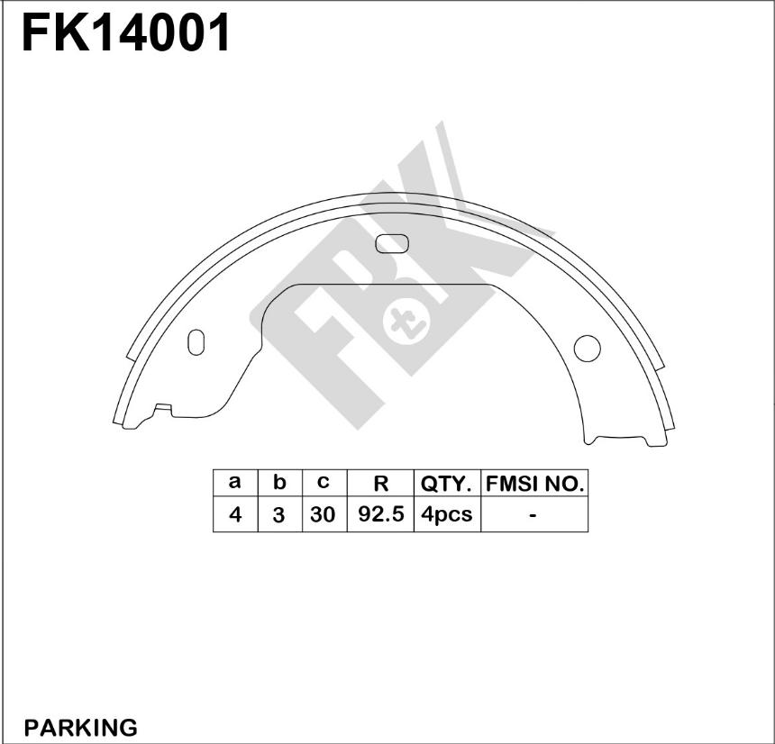 FBK FK14001 - Комплект тормозов, ручник, парковка autospares.lv