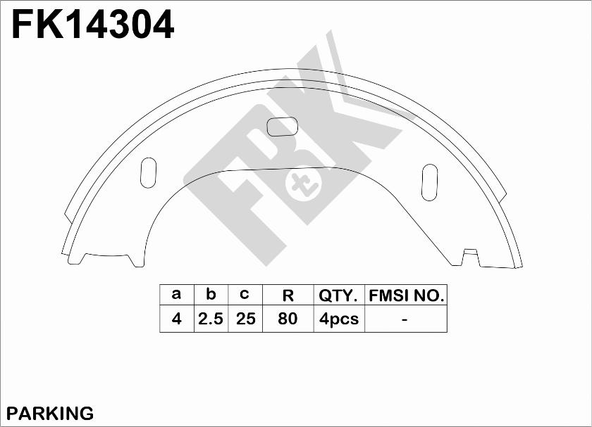 FBK FK14304 - Комплект тормозов, ручник, парковка autospares.lv